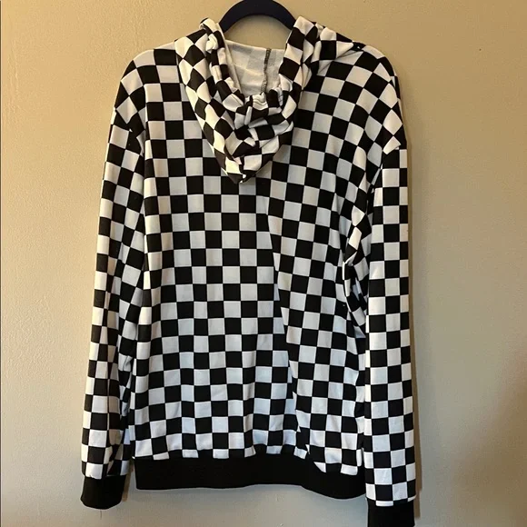 SHEIN Black and White Checkered Hoodie - Picture 3 of 3